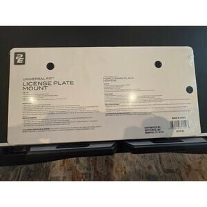ProElite Universal License Plate Mount Bracket Kit + 2 Black USA Flag Plates